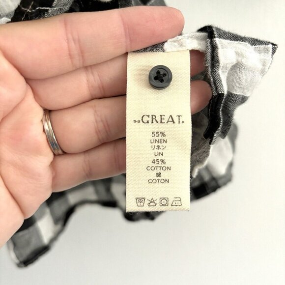 THE GREAT. Black and White Checkered Blouse - Picture 5 of 10